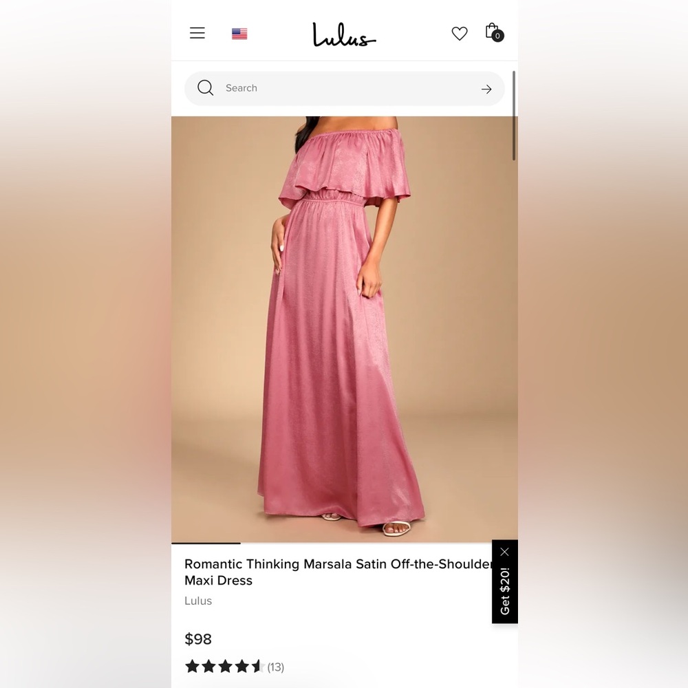Lulu's Marsala Satin Off-the-Shoulder Maxi Dress
